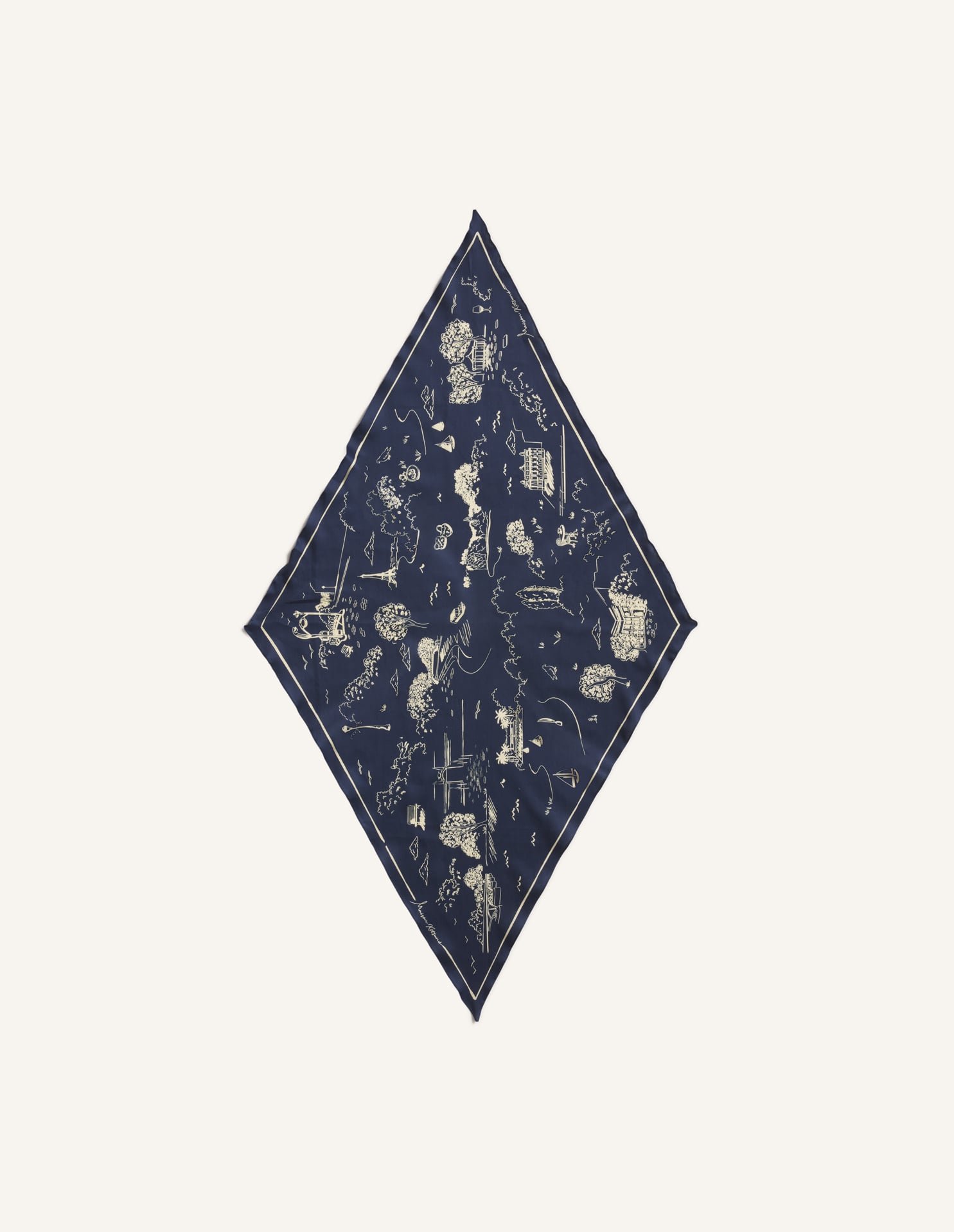 Parisian Map Scarf - Mineral Blue/Straw