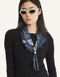 Parisian Map Scarf - Mineral Blue/Straw