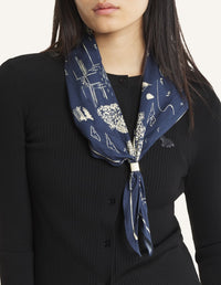Foulard Carte de Paris - Mineral Blue & Straw