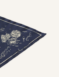 Parisian Map Scarf - Mineral Blue/Straw