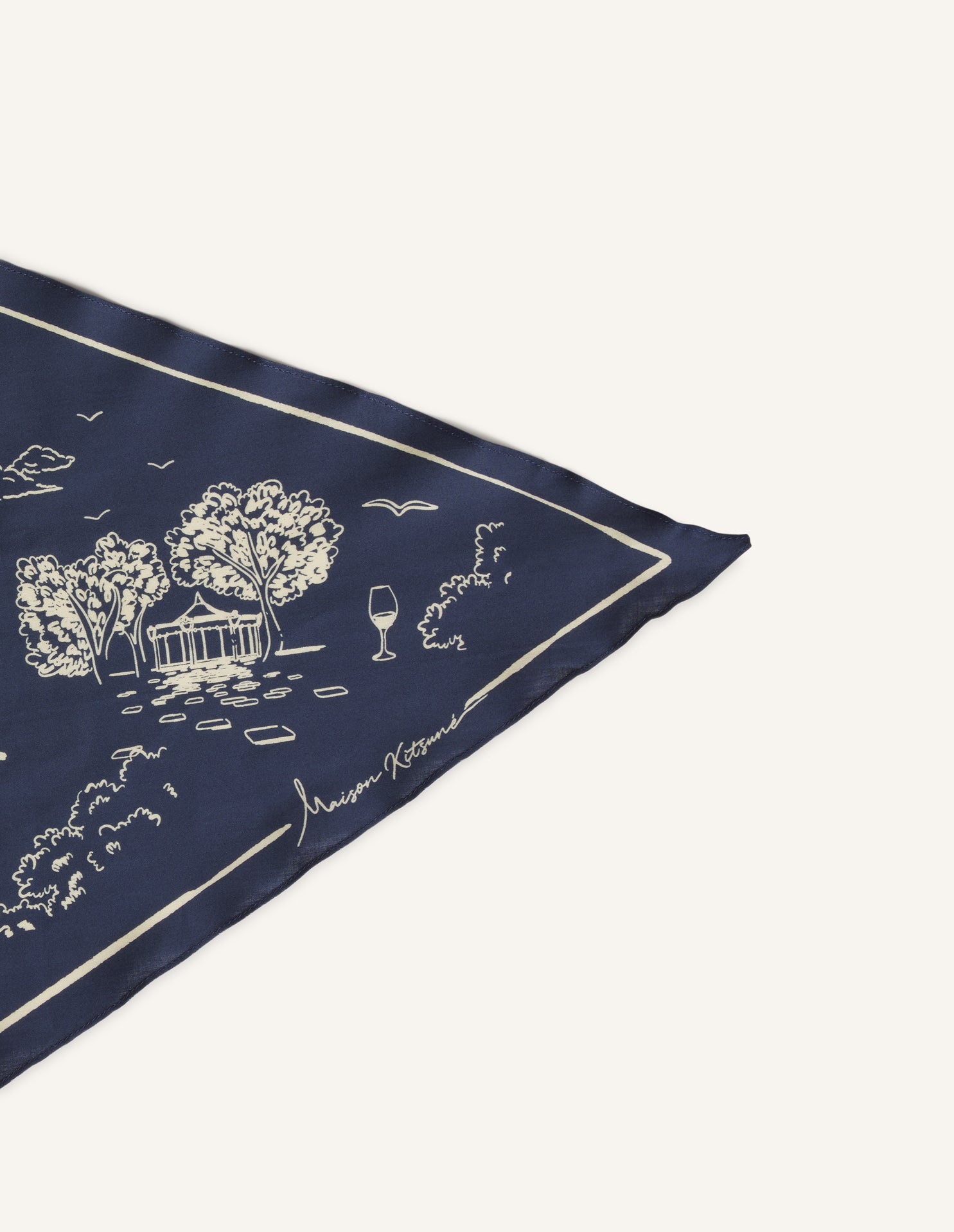 Parisian Map Scarf - Mineral Blue/Straw