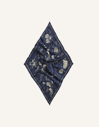 Parisian Map Scarf - Mineral Blue/Straw