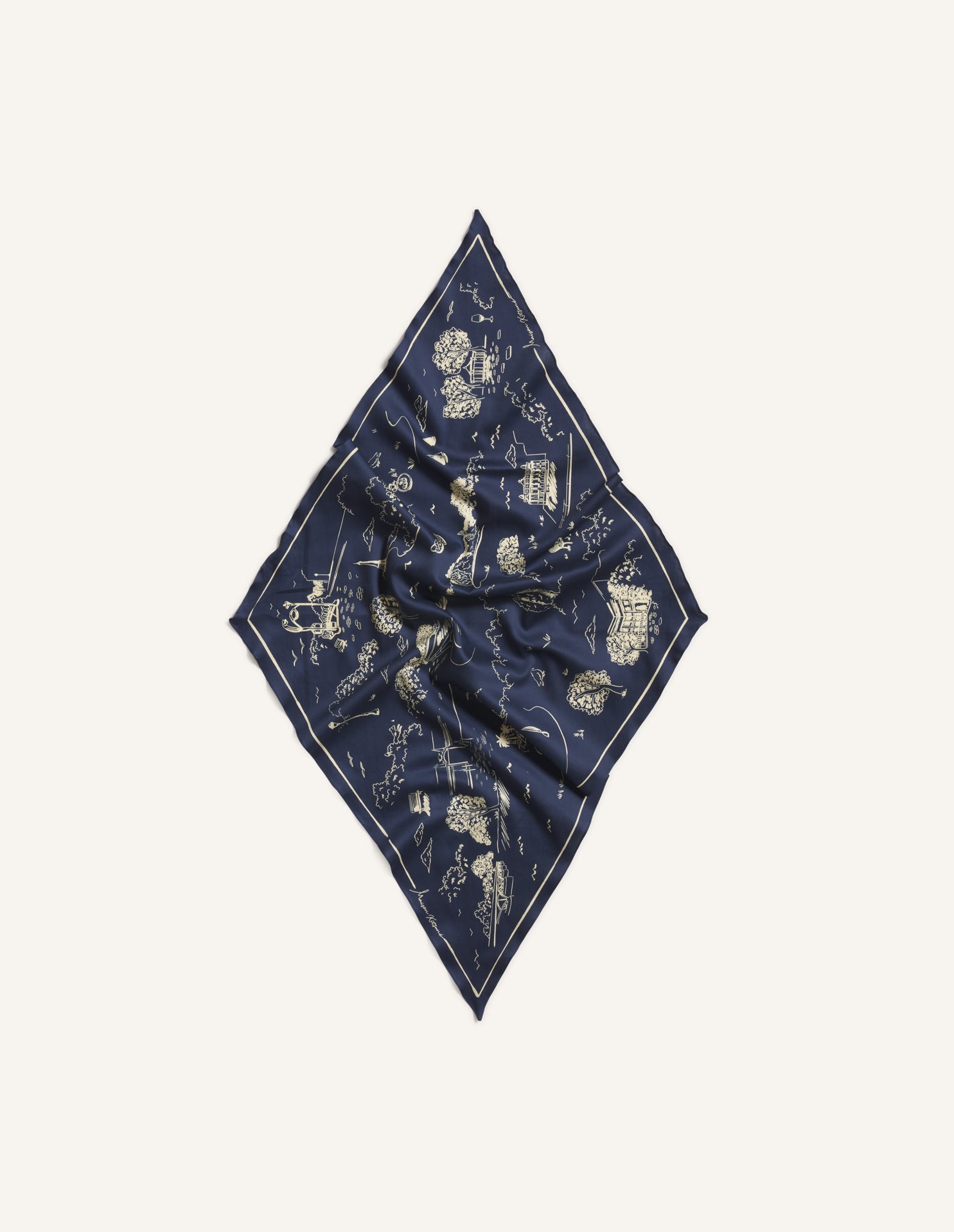 Parisian Map Scarf - Mineral Blue/Straw