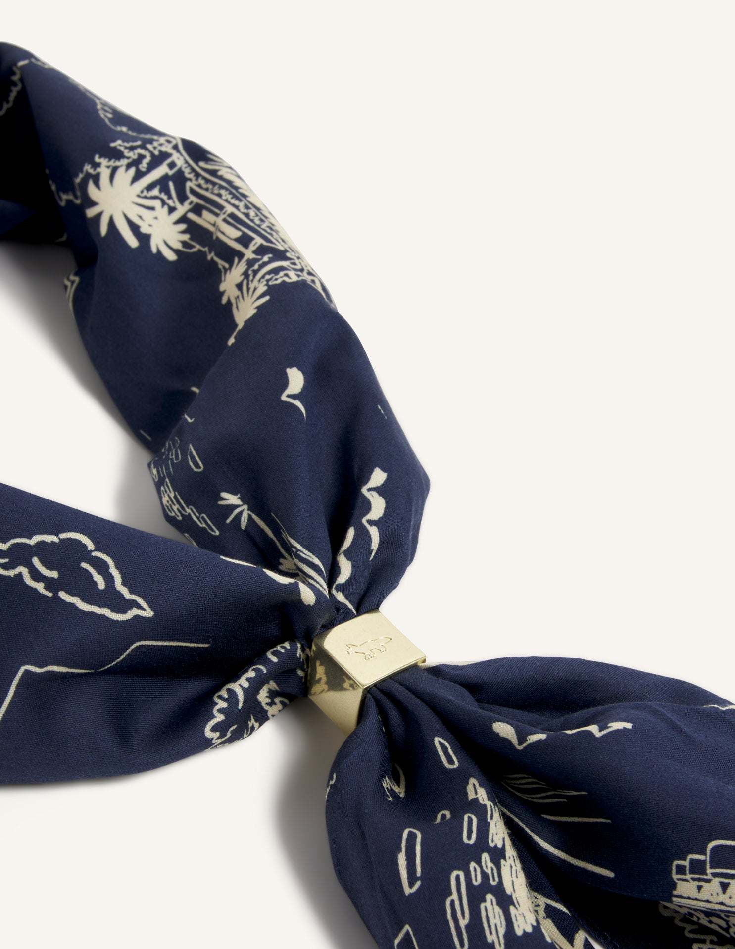 Parisian Map Scarf - Mineral Blue/Straw
