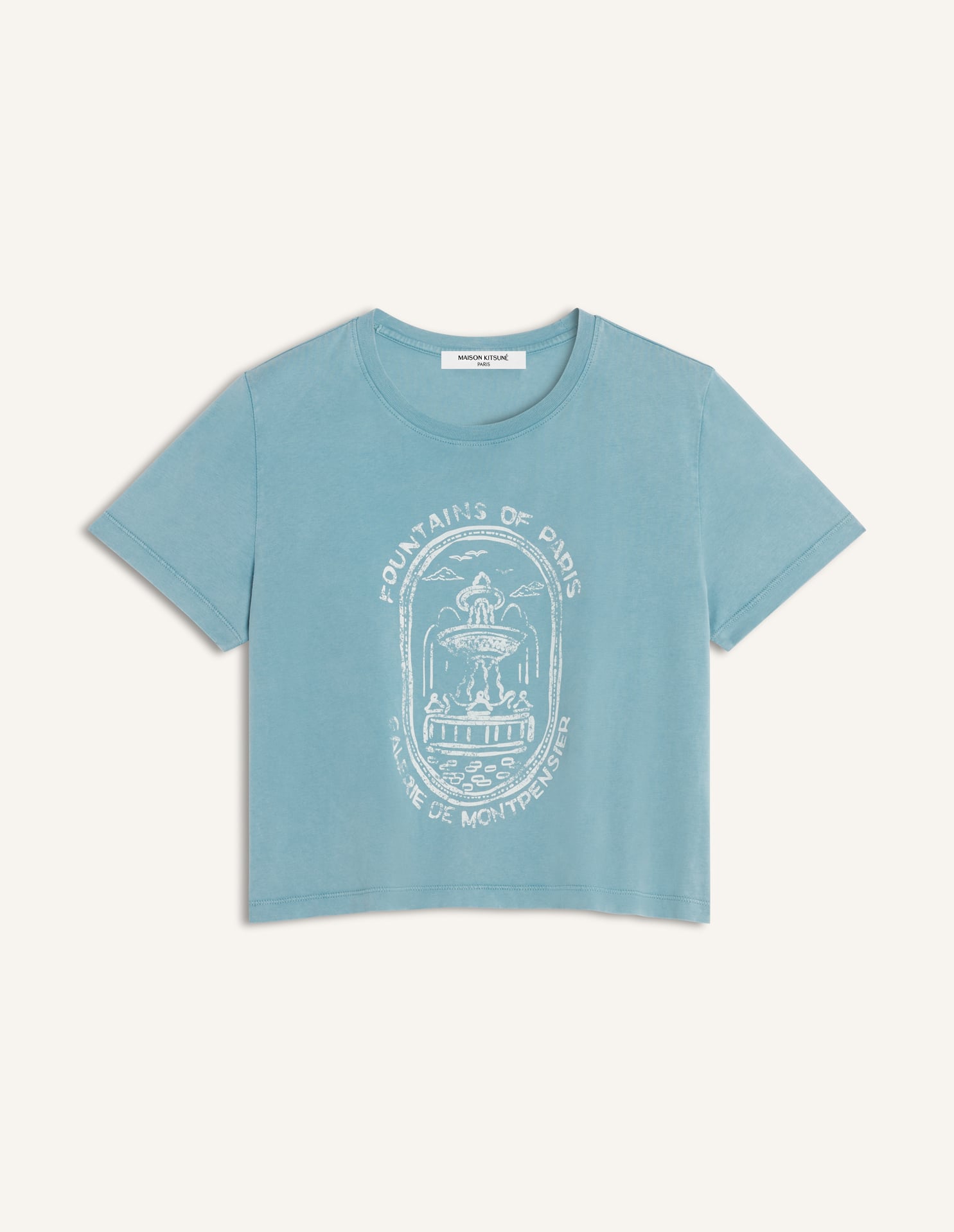 Fountain Stamp Faded Baby Tee-Shirt - Stone Blue Faded