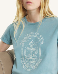 T-shirt Fountain Stamp - Stone Blue Faded