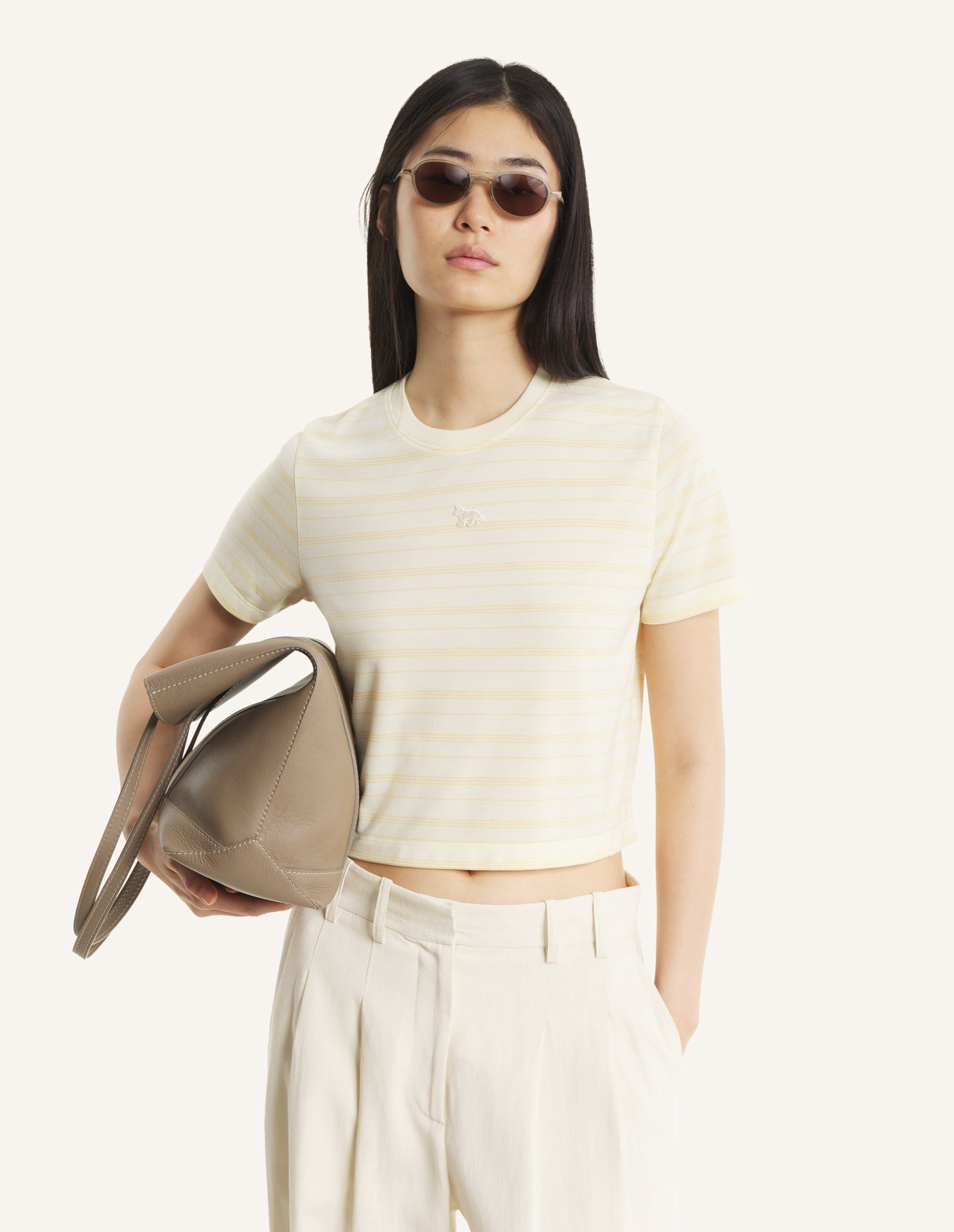 Striped Baby Tee-Shirt - Ecru/Straw