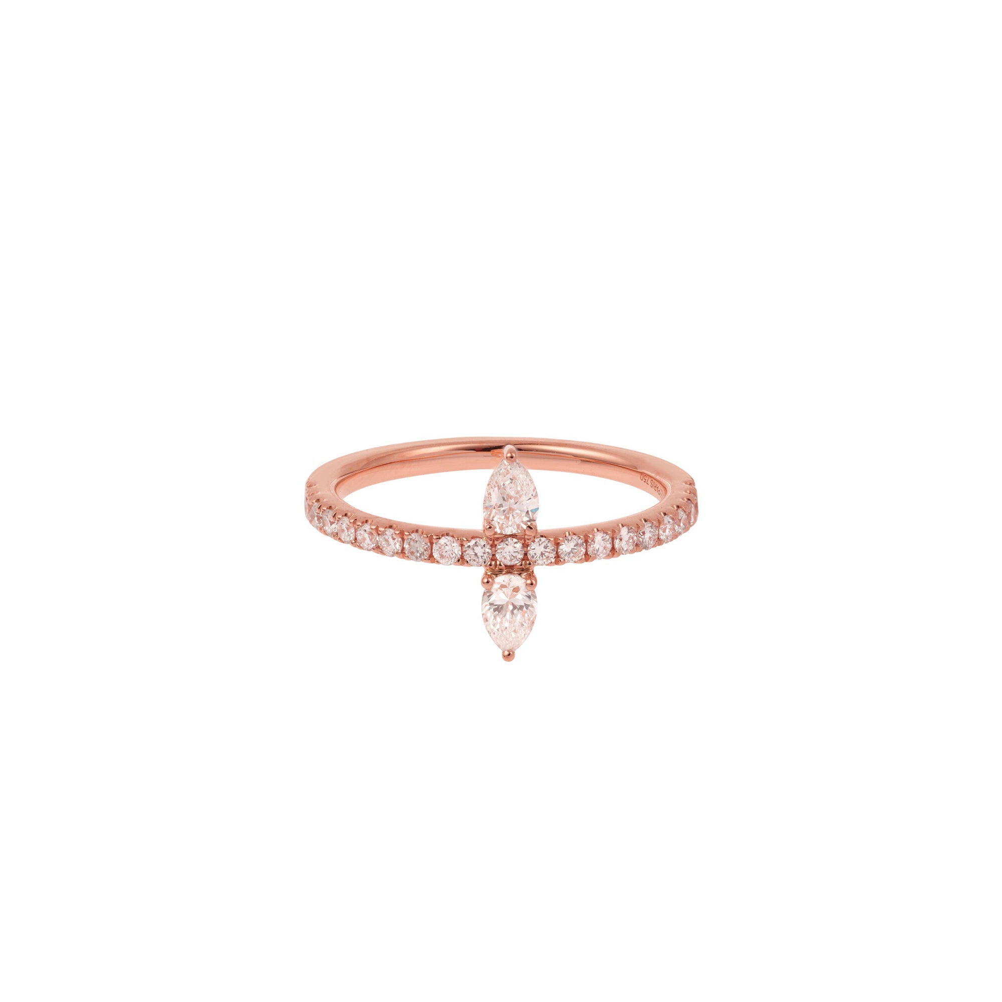 Bague Héra sertie de diamants taille marquise - Or Rose