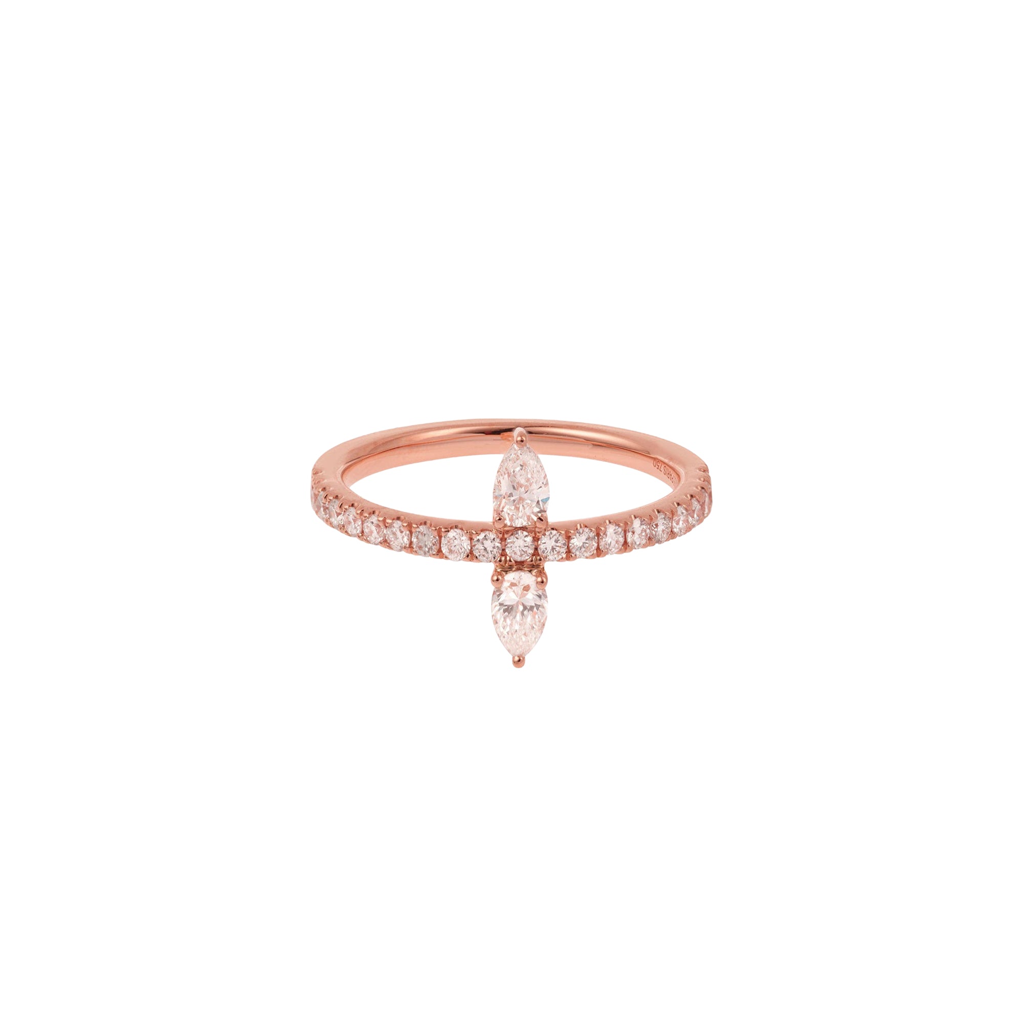 Bague Héra sertie de diamants taille marquise - Or Rose