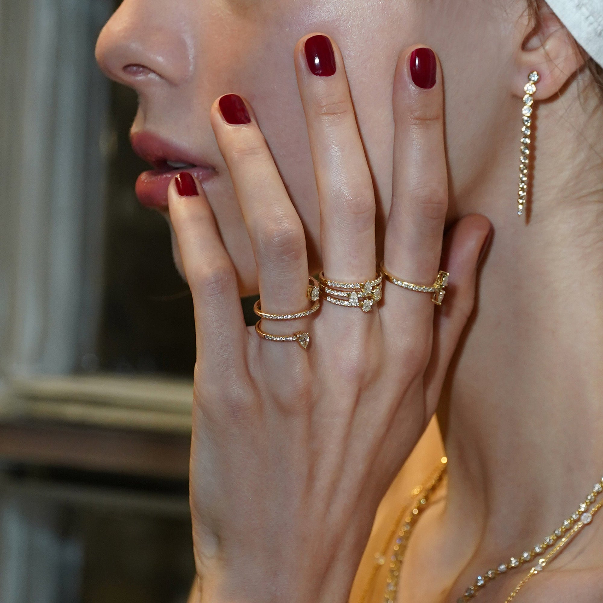 Héra ring set with marquise-cut diamonds - Rose Gold