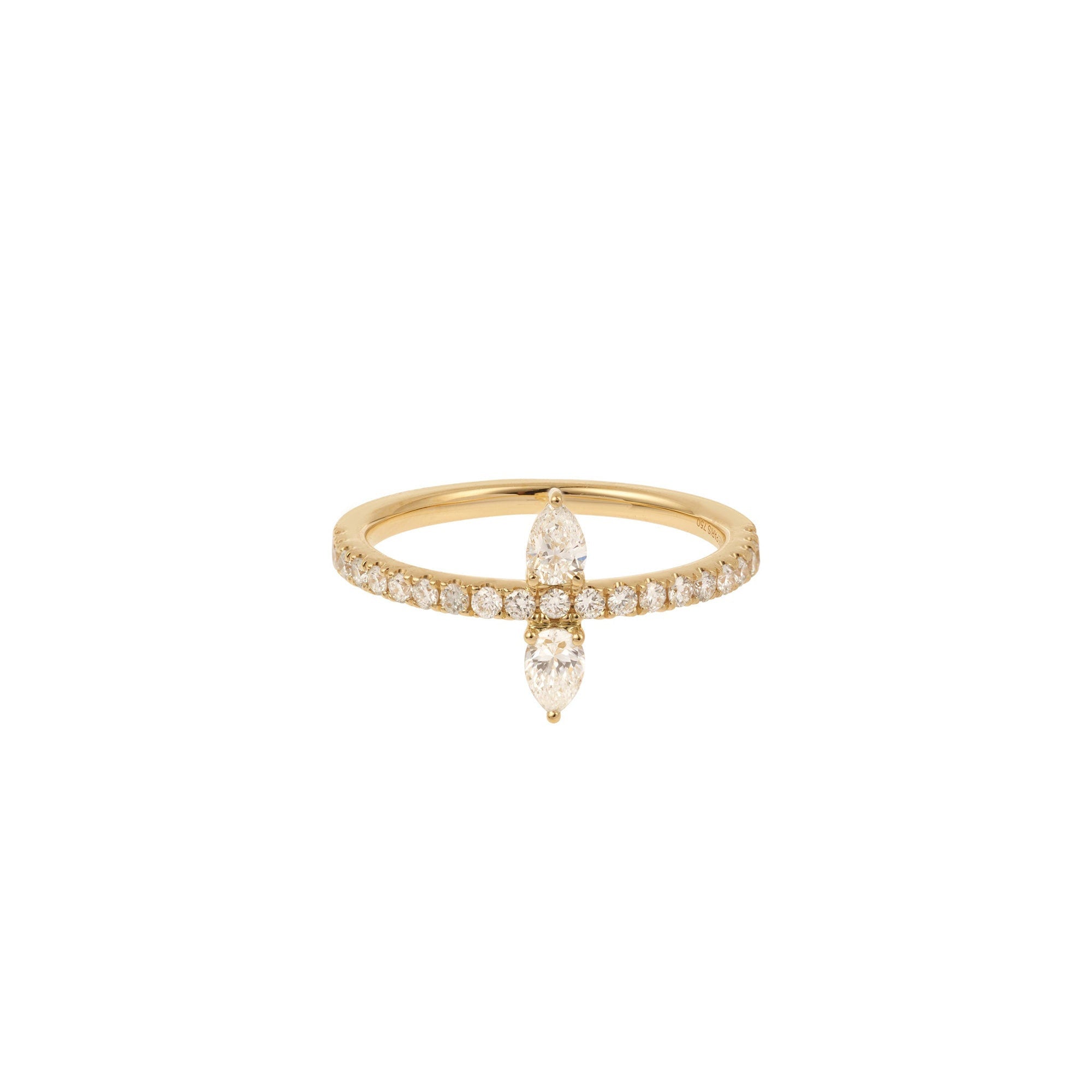 Bague Héra sertie de diamants taille marquise - Or Jaune