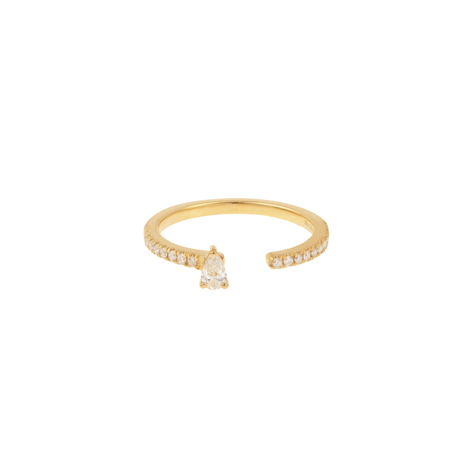 Bague Héra ouverte sertie de diamants taille poire - Or Jaune