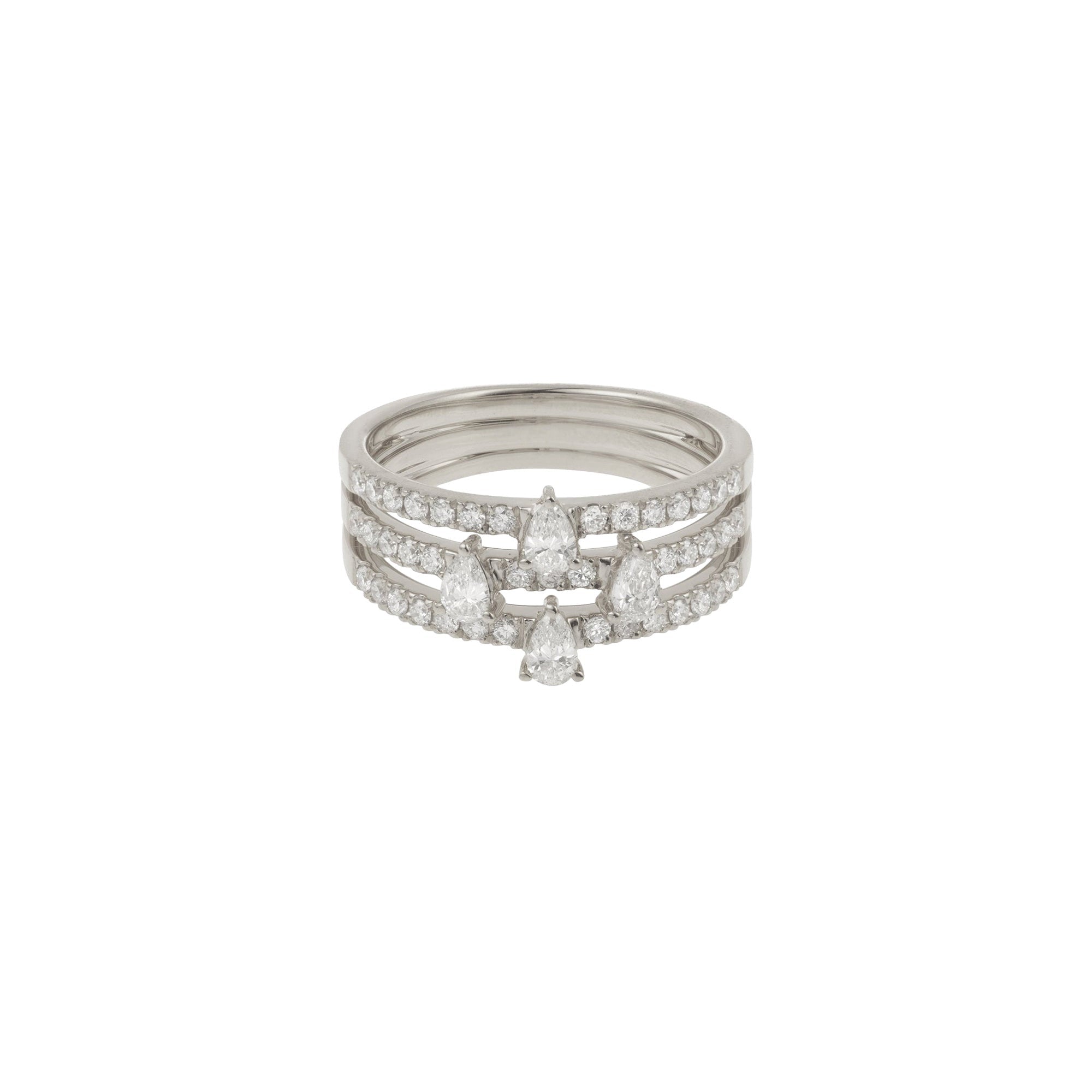 Bague Héra multi-anneaux sertie de diamants - Or Blanc