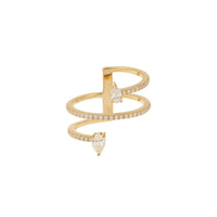 Bague Héra spirale sertie de diamants taille poire - Or Jaune