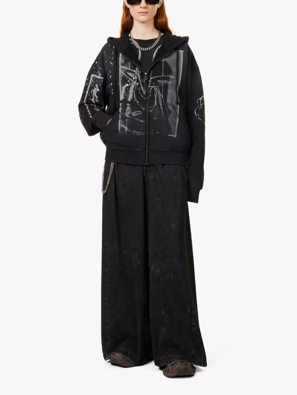 Sweat à capuche zippé oversize Futura - Black