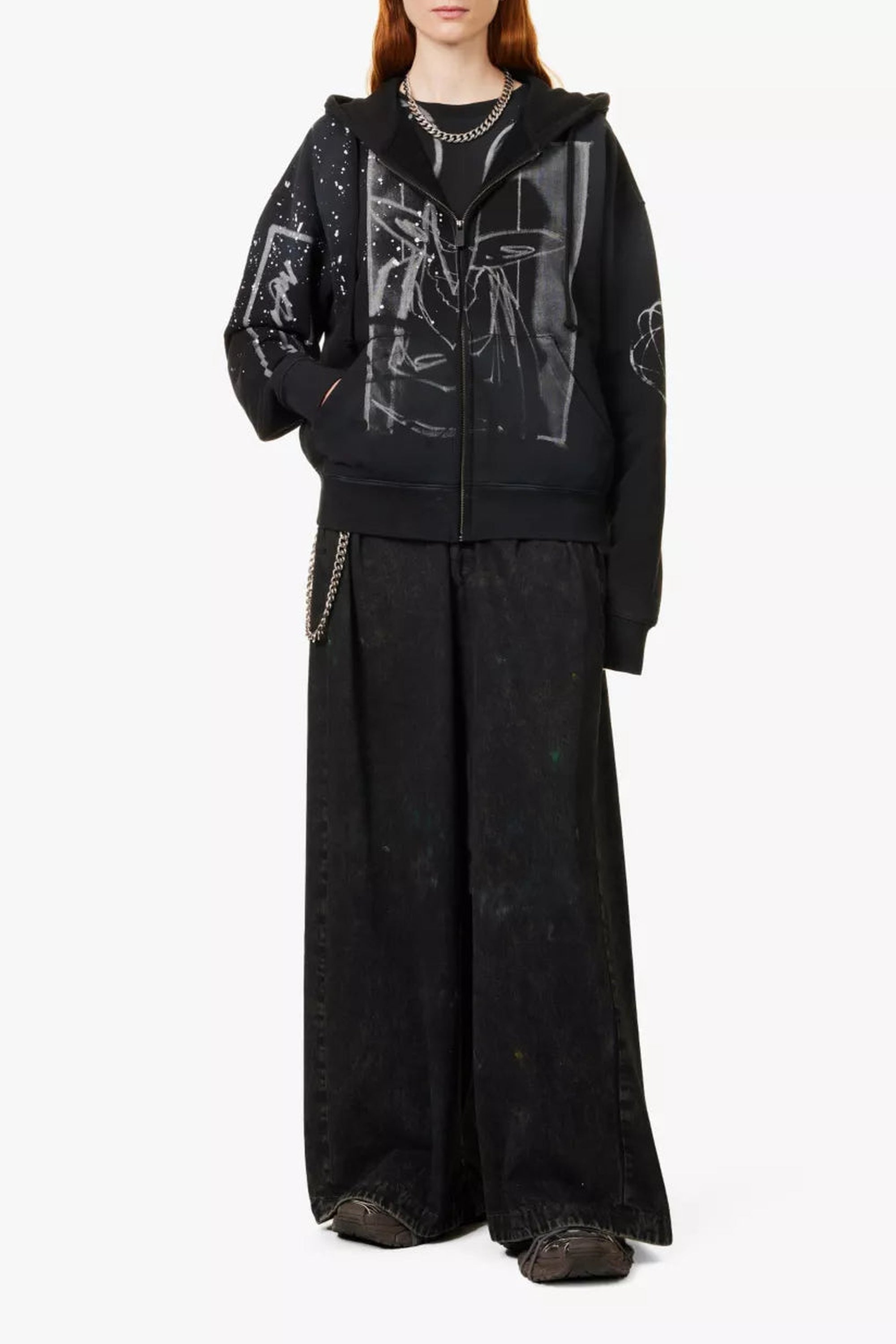 Sweat à capuche zippé oversize Futura - Black