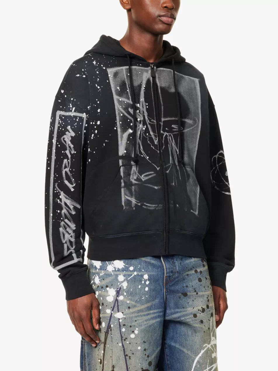 Sweat à capuche zippé oversize Futura - Black