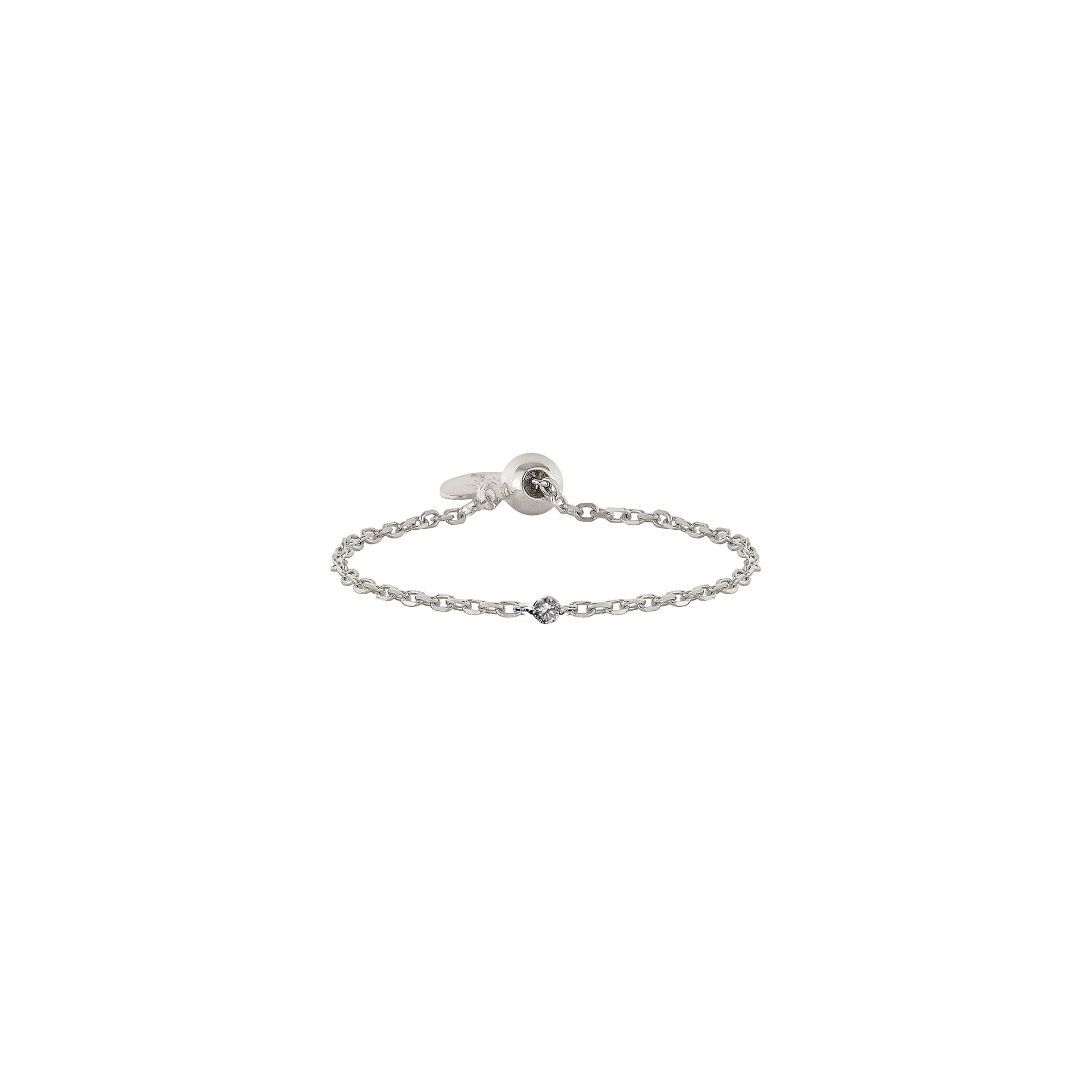 Bague Floating chaînette sertie d'un diamant - Or Blanc