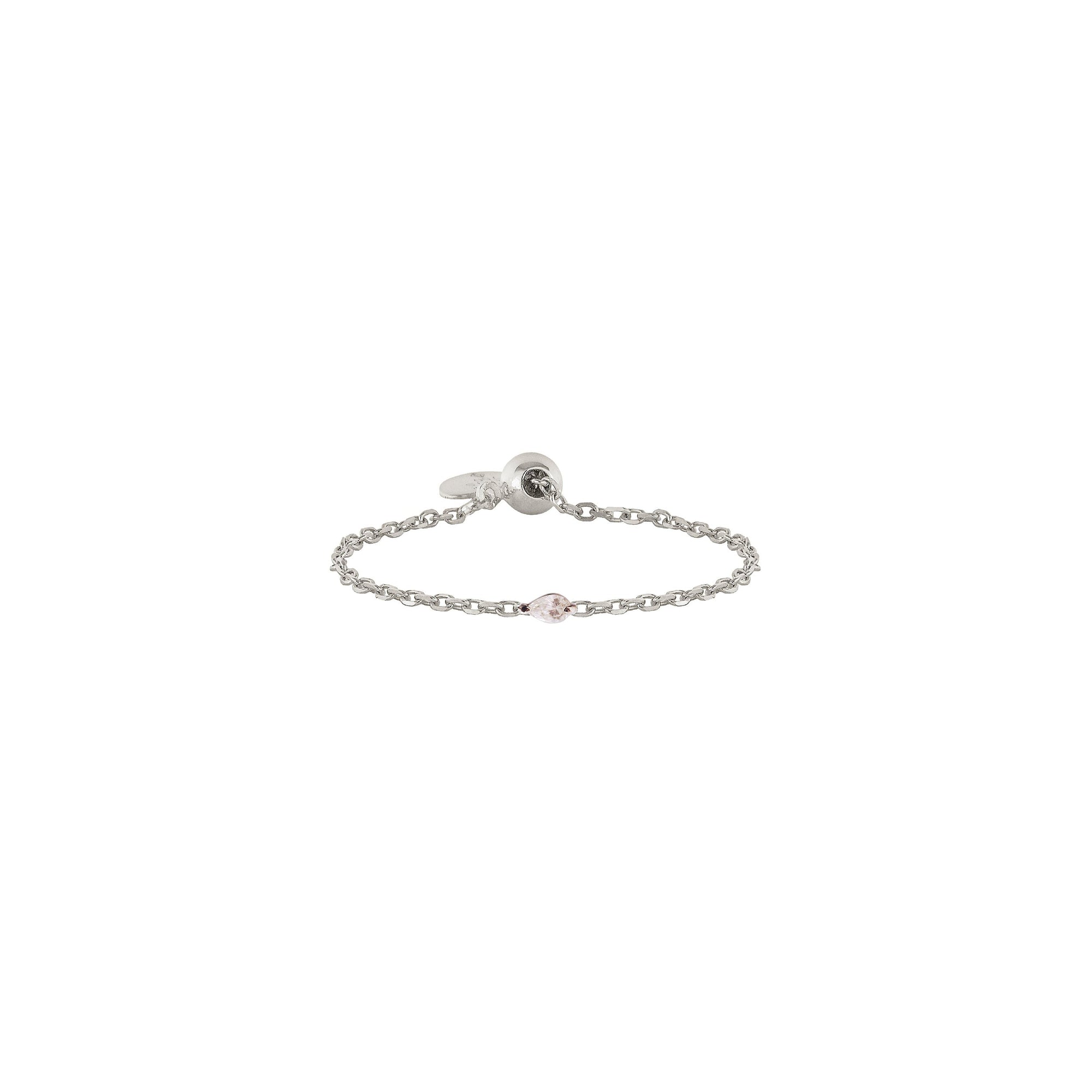 Bague Floating chaînette sertie d'un diamant taille poire - Or Blanc