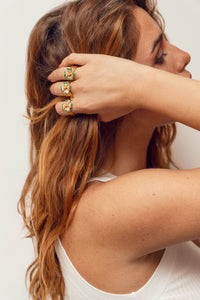 Bague LuckyLove dorée à l'or fin et émail - Multicolore