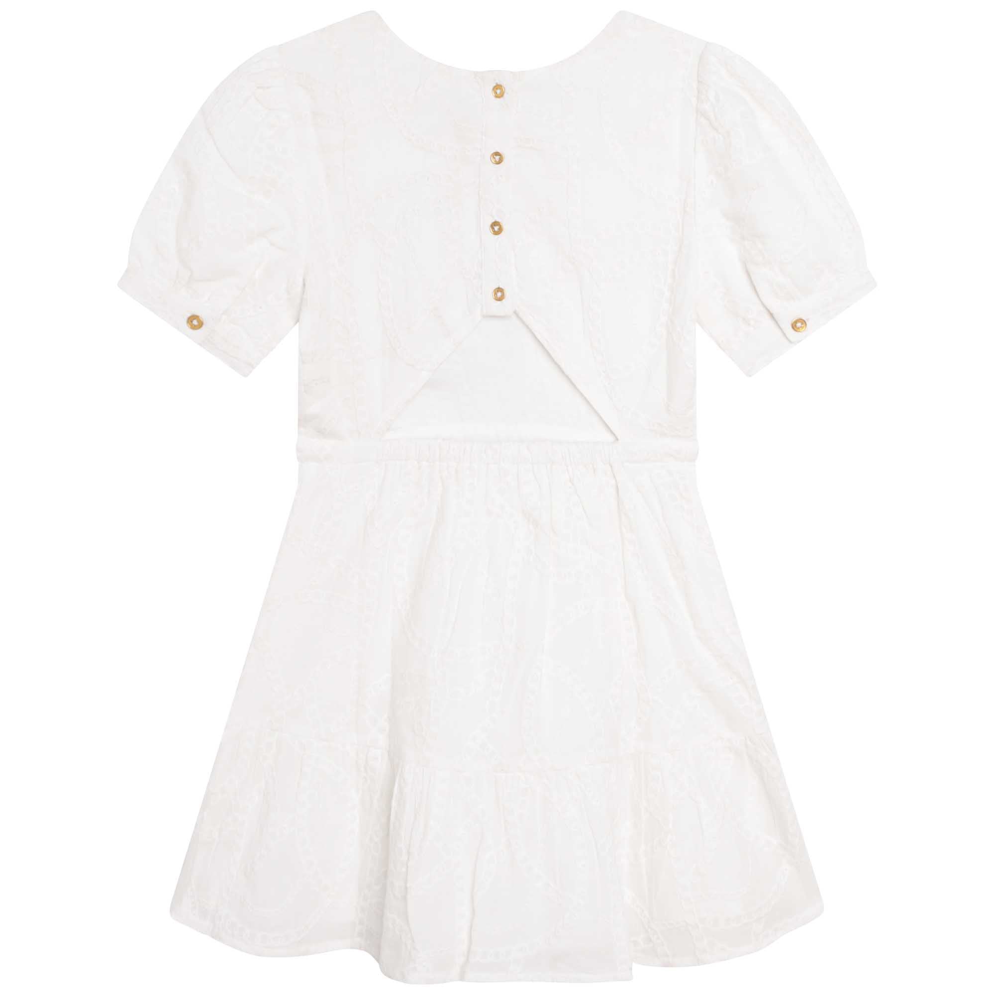Cotton dress with broderie anglaise - White