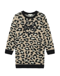 Knitted leopard print dress - Black Beige