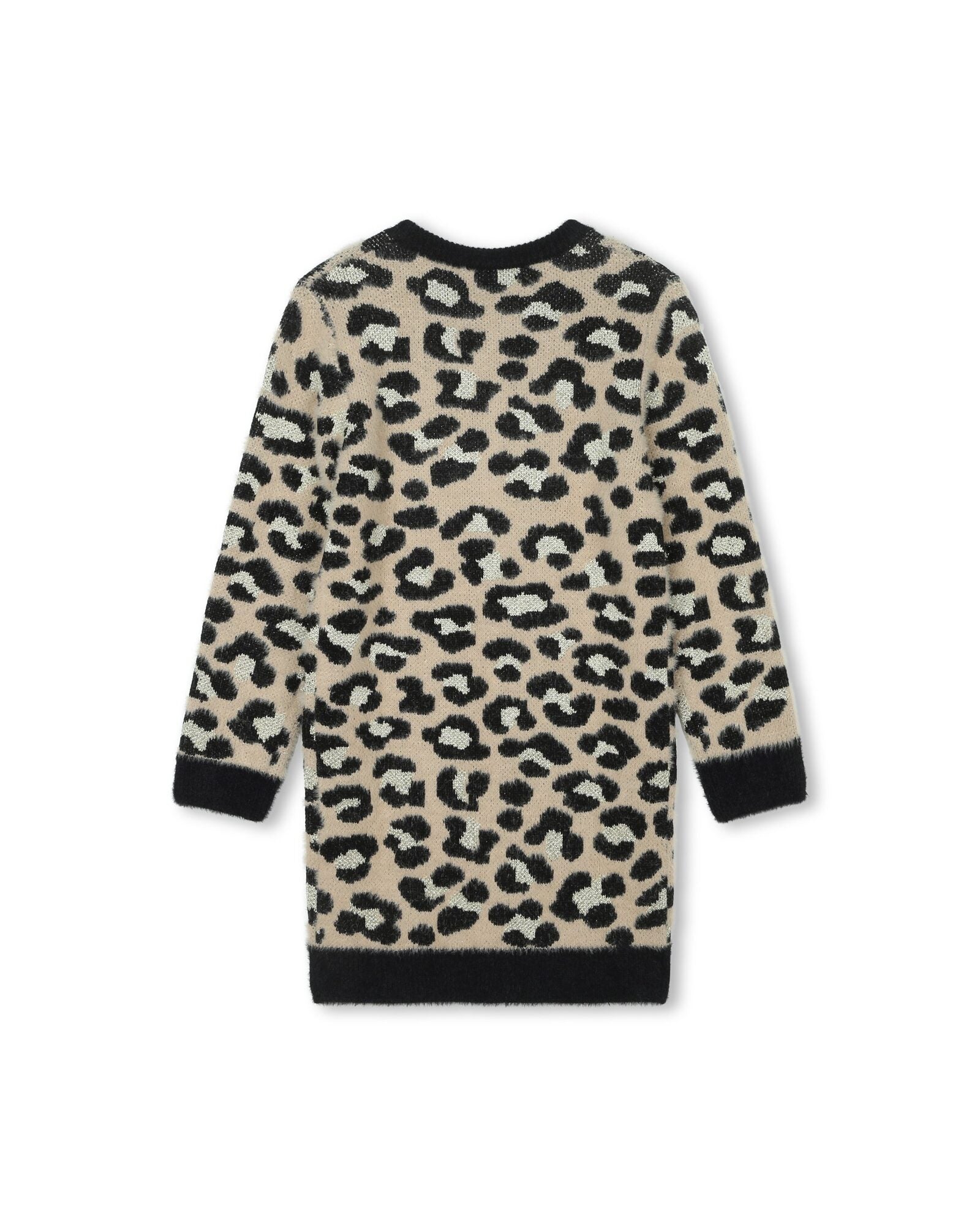 Knitted leopard print dress - Black Beige