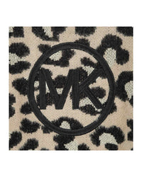 Knitted leopard print dress - Black Beige