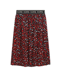 Jupe mi-longue à motif - Rouge Profond