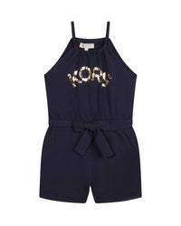 Combi-short ceinturée en coton - Bleu Cargo