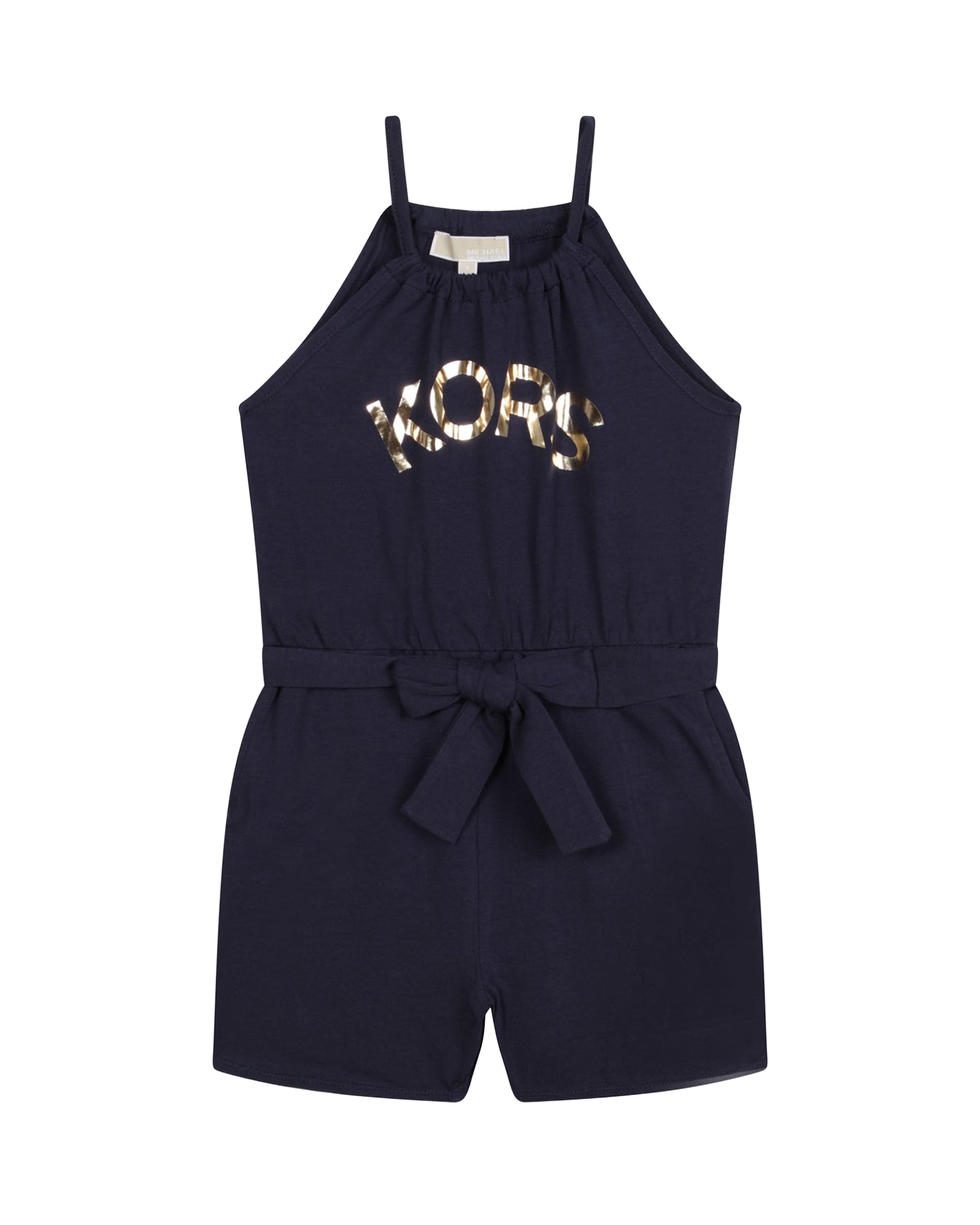 Combi-short ceinturée en coton - Bleu Cargo
