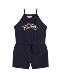 Combi-short ceinturée en coton - Bleu Cargo