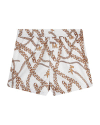Short à imprimé chaîne - Blanc & Doré