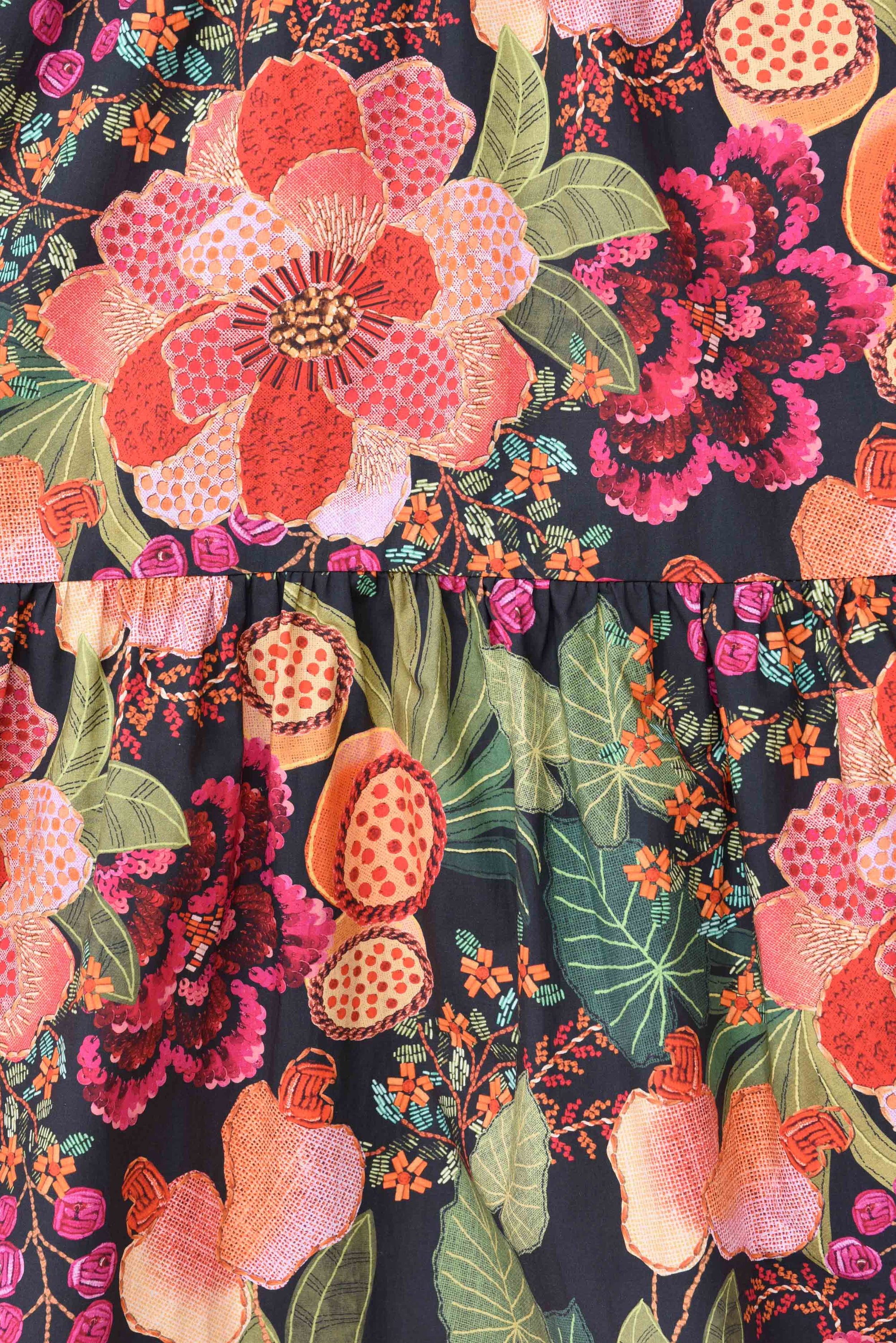 Robe midi Fruit Floral - Multicolore
