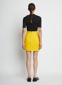 Jupe courte jacquard à fleurs - Lemon