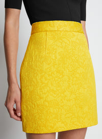 Jupe courte jacquard à fleurs - Lemon