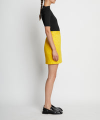 Jupe courte jacquard à fleurs - Lemon