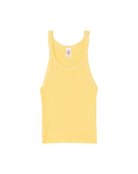 Hanes Short Rib Tank Top - Yellow with Ivory Stitch