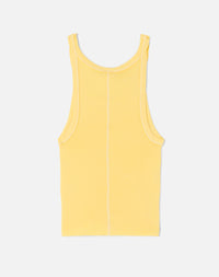 Hanes Short Rib Tank Top - Yellow with Ivory Stitch