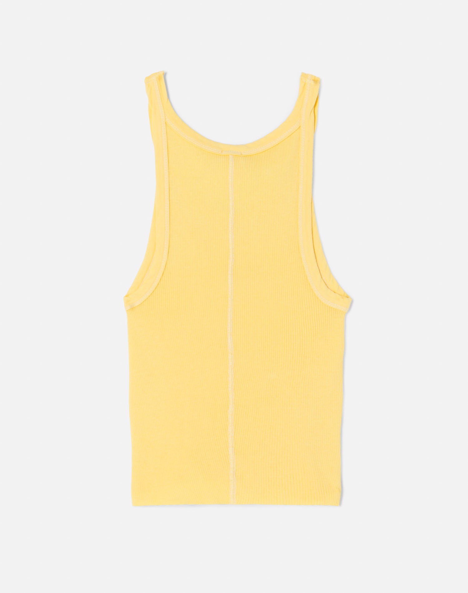 Hanes Short Rib Tank Top - Yellow with Ivory Stitch
