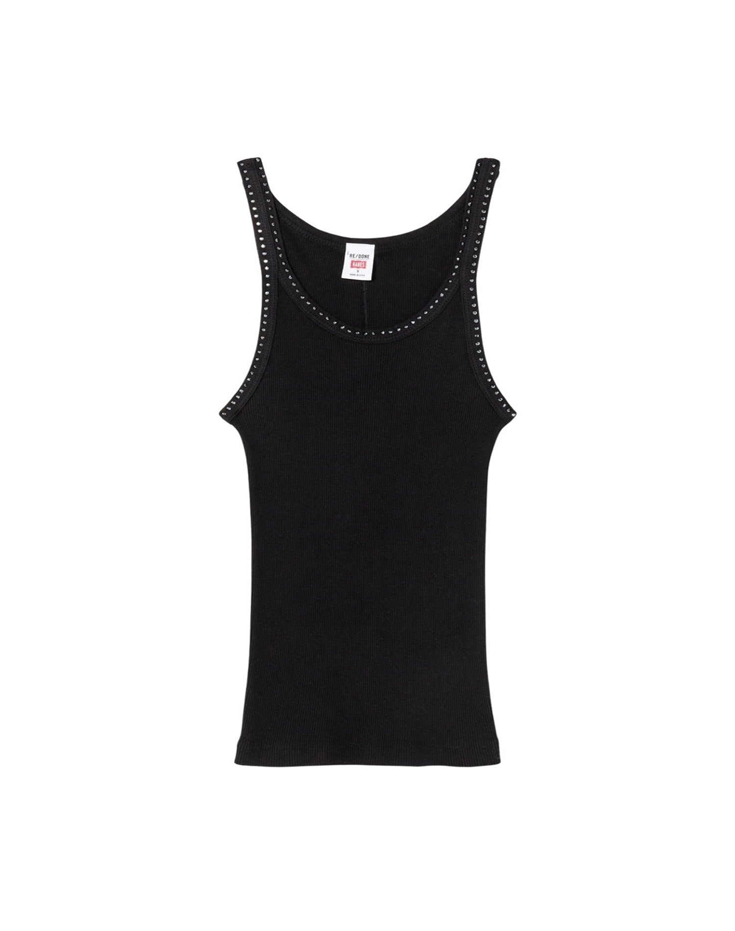 Hanes Rib Tank - Black with Rhinestones