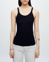 Hanes Rib Tank - Black with Rhinestones