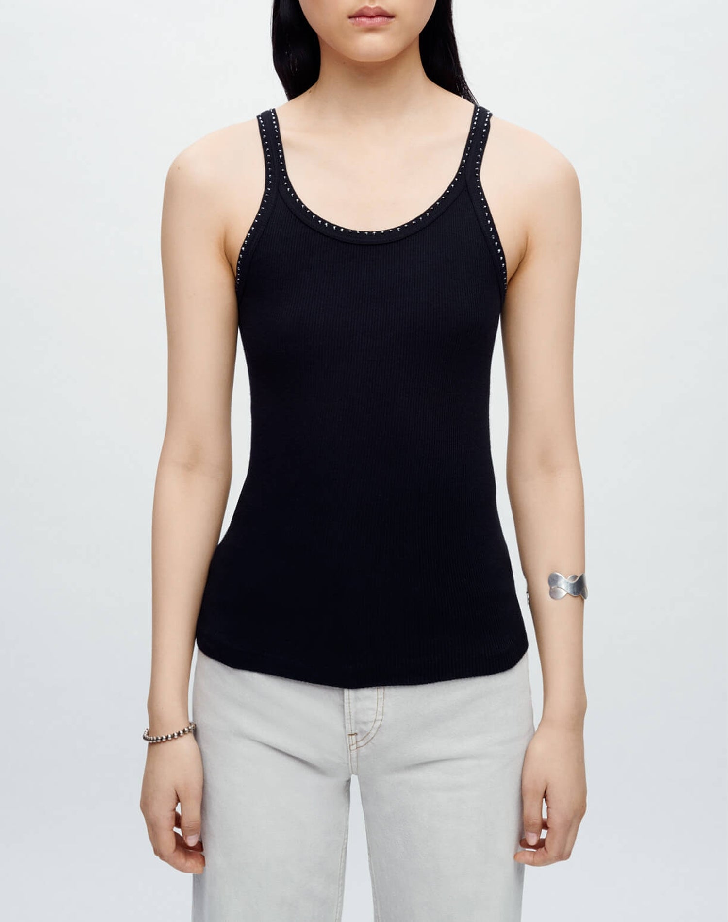 Hanes Rib Tank - Black with Rhinestones