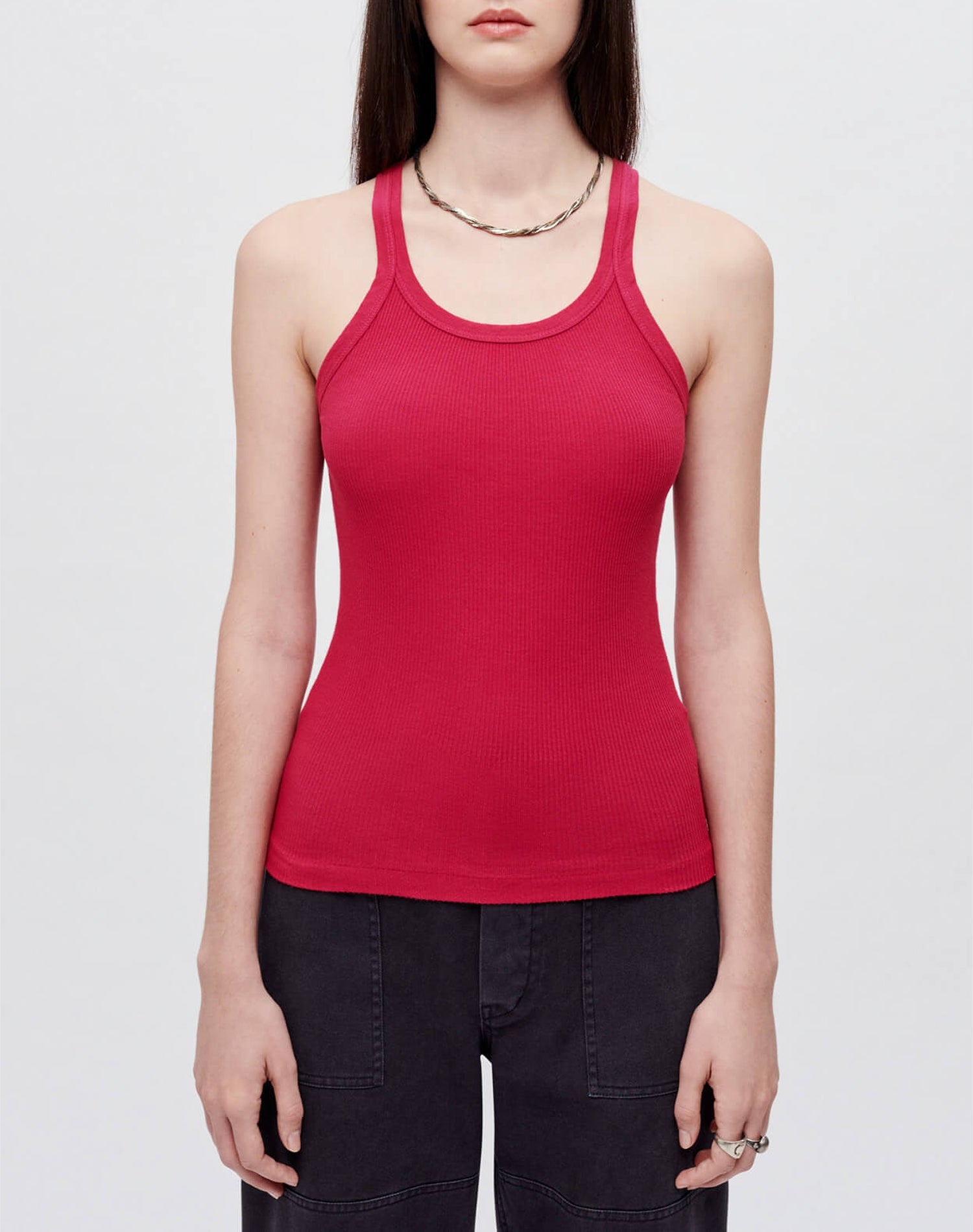 Hanes ribbed tank top - Dragon Fruit
