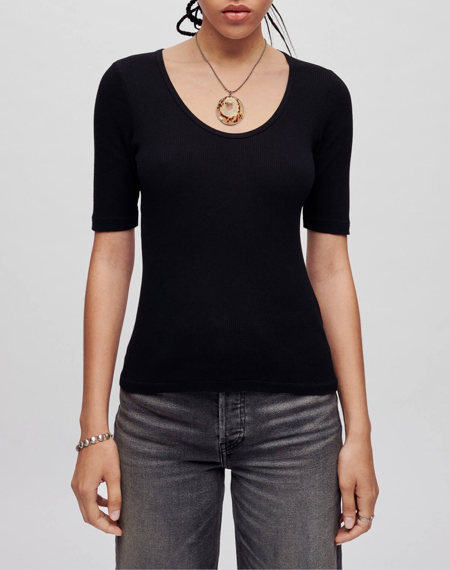 Hanes ribbed T-shirt - Black