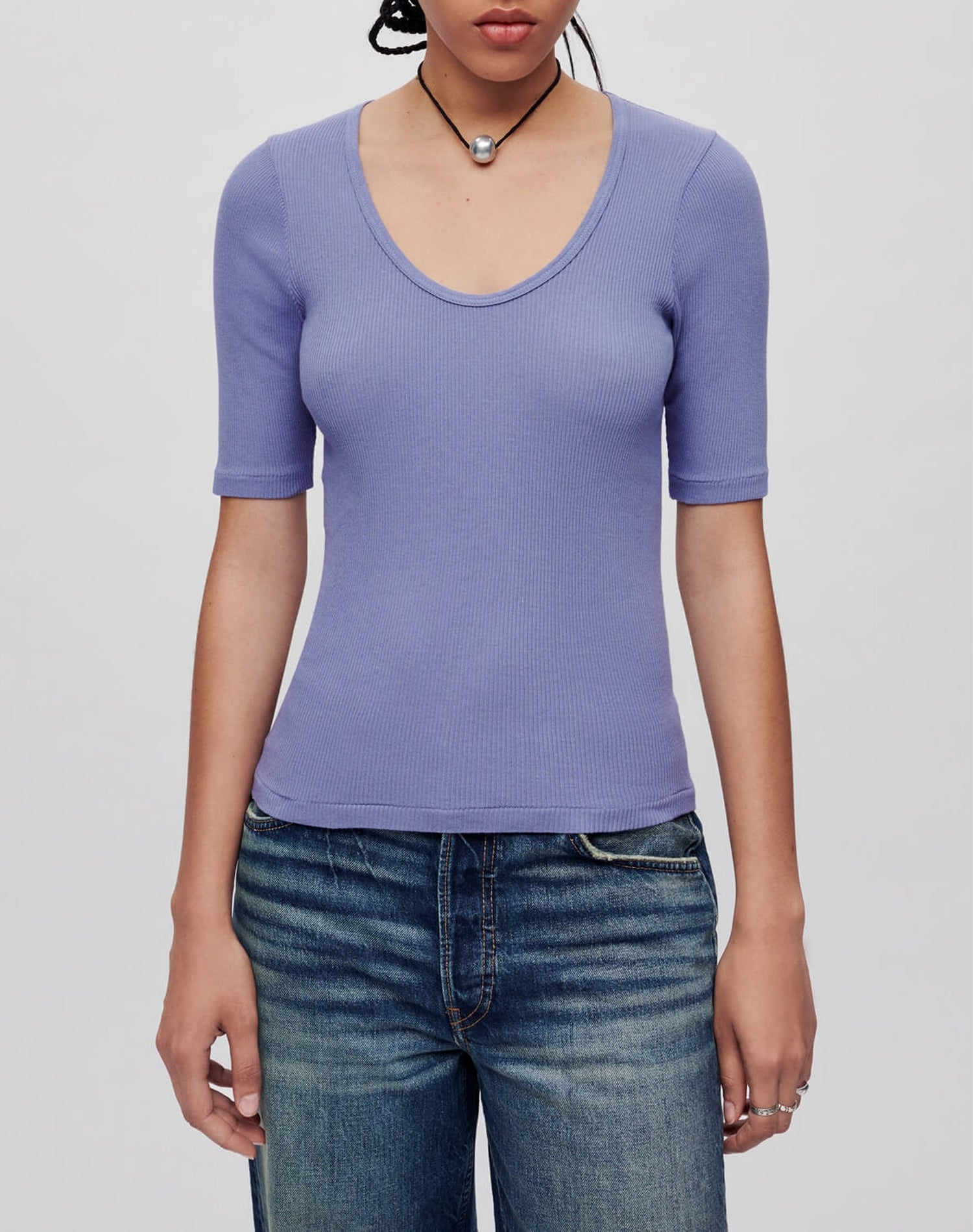 Hanes ribbed T-shirt - Celestial