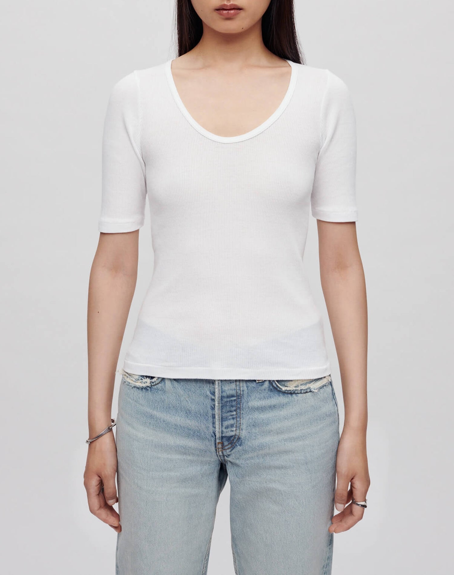 Hanes ribbed T-shirt - Optic White
