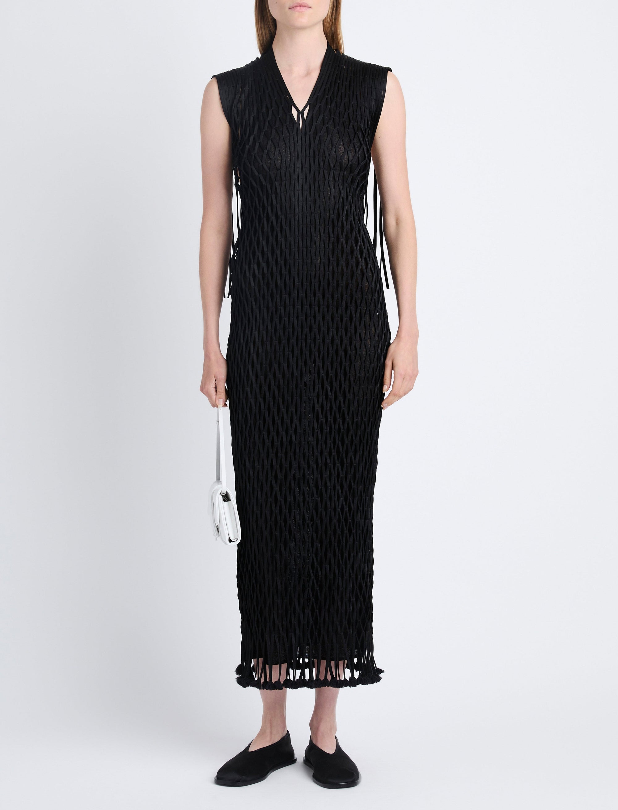 Robe longue Tauba en crochet - Black