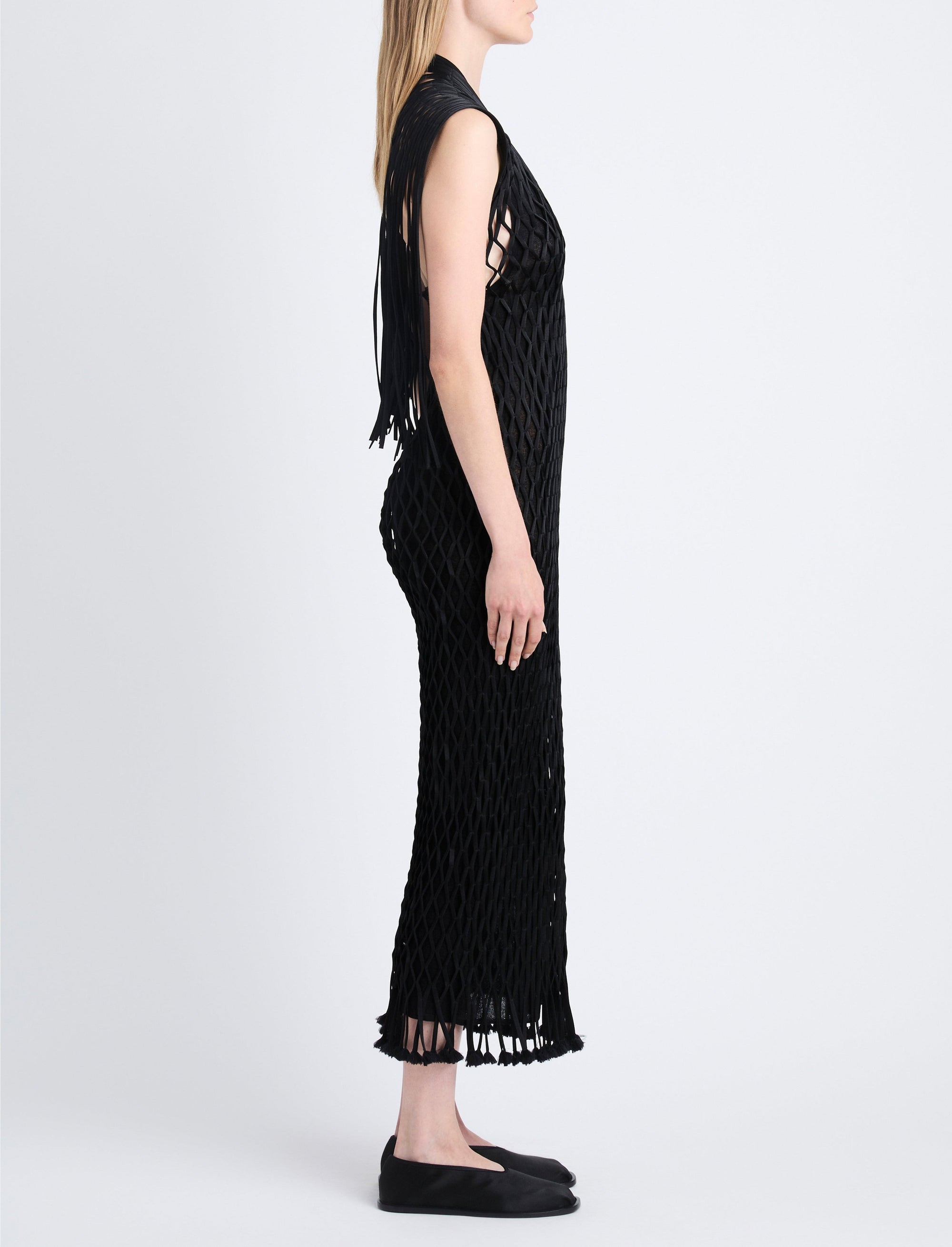 Robe longue Tauba en crochet - Black