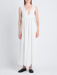 Robe longue Lorna à col V - Off White